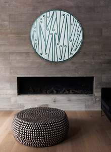 Hikurangi Edwards: Te Heke Green - Original Carved Painting 800mm Diameter