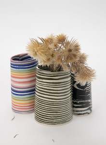 Mystery Creek Ceramics: Nerikomi Dark Green Medium Vase