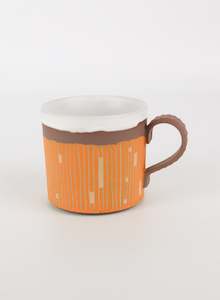 Handiceramics: Orange Line Carved Mug