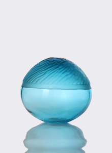 Copper Blue Carved Vessel