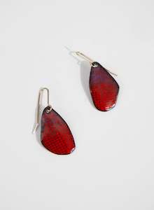 Red Grid Enamel Earrings