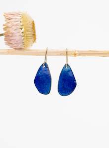 Blue Grid Enamel Earrings