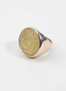 NZ Forces Signet Ring - Champagne Glass & Sterling Silver Ring