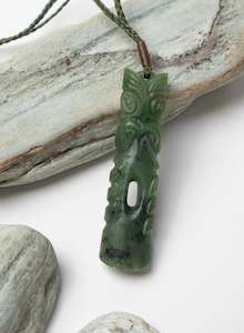 Pounamu Tiki Pou Pendant