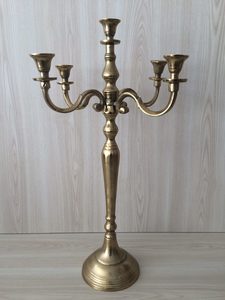 Gold Hire Items: 5 Cup Metal Candelabra Tall – Gold