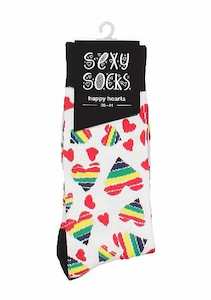 Clothing: Sexy Socks - Rainbow Pride Hearts