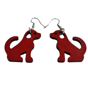 Jewellery: Playful Dog Wooden Earrings