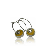Products: Crescent Moon Earrings - Sterling silver & Yellow Resin