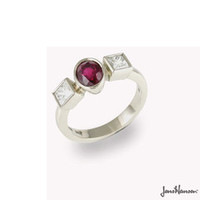 Products: 18ct White Gold Ring with Ruby and Diamonds Jens Hansen