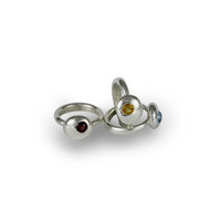 Products: Silver Button Ring set with Coloured Gem Jens Hansen