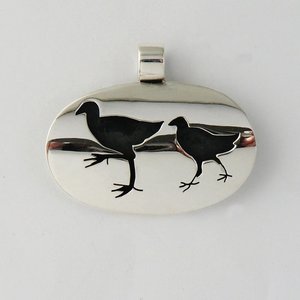 Gold and Silver Pendants: Pukeko