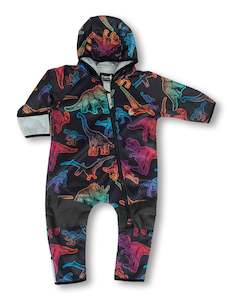 Baby Toddler All Weather Fleece Onesies: All-Weather Fleece Onesie - Neon Dino