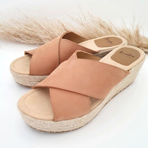Lovelee Espadrille Peep Toe Wedge Tan
