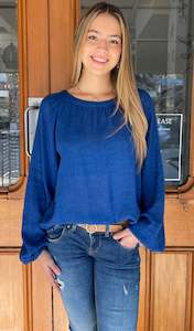 Long Sleeve: Del Mar Days Long Sleeve Top Cobalt