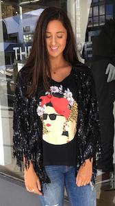 Jet Sequins Kimono Black