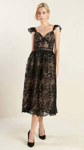 Gypsy Swing: Luxe Lace Midi Dress Black