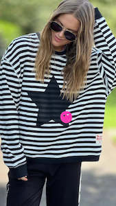 Hammill Co 1: Star Stripe Black & White Waffle Top