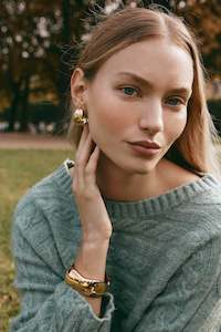 Jewelry: Folie Gold Hoop Earring Pressed