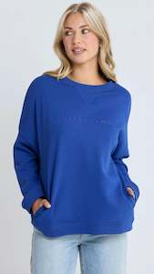 Knit Tops: Newport Pocket Crew Cobalt Blue