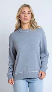 Knit Tops: Denver Jumper Grey Marle