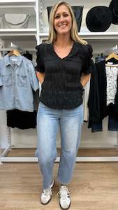 Blouse: Carefree Butterfly Top Black