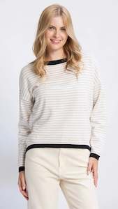 Knit Tops: Street Jumper Beige Stripe