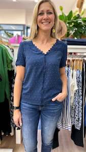 Friends Of The Fox: Amara Lace Top Navy