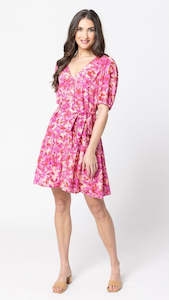 Seeking Lola: Louisiana Mid Slv Mini Dress Pink Delight