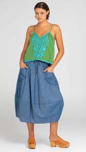 Skirts: Guru Skirt Blue Chambray