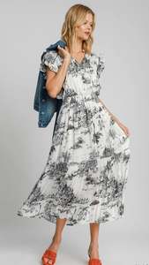 Friends Of The Fox: Lorelei Landscape Print Midi Dress Black