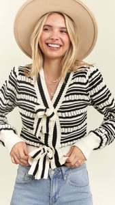 Friends Of The Fox: Bonnie Bow Tie Striped Cardi