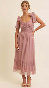 Gatsby Metallic Tie Dress Metallic Pink