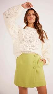 Minkpink 1: Luna Zig-Zag Knit Jumper Ivory