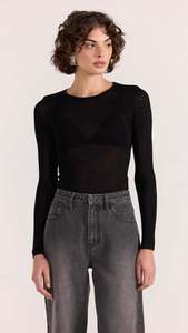 Asta Sheer Knit Top Black