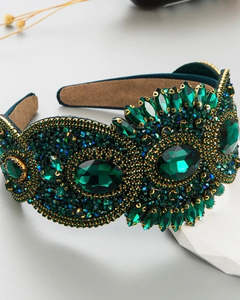 HA043 Jewelled Headband Green