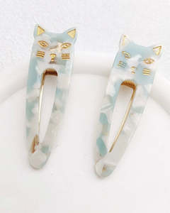 Meow Hair Clips Dusty Teal