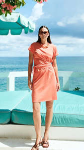 Midi Dresses: Francia Tie Dress Coral (Restock Arriving Mid Nov)
