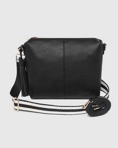 Bags Clutches: Daisy Stripe Crossbody Bag Black