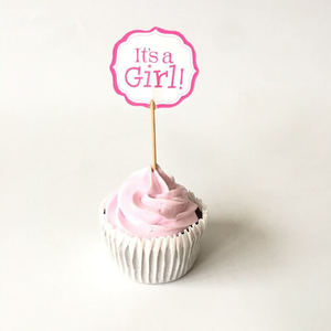 Products: 12pcs It’s a Girl Cupcake Toppers – The Rose Factory