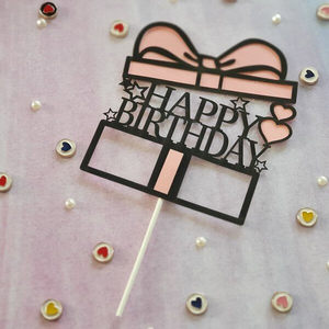 Pink Gift Heart Birthday Party Cake Topper – The Rose Factory