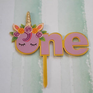 Unicorn Colorful 1st Birthday Party Acrylic Cake Topper – The Rose Factory