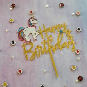 Unicorn Colorful Birthday Party Acrylic Cake Topper – The Rose Factory