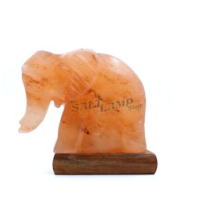 Crafted Animal Salt Lamps: Elephant Salt Lamp (Timber Base)