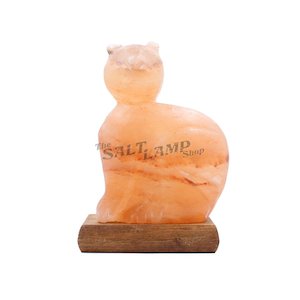 Crafted Animal Salt Lamps: Cat Salt Lamp (Timber Base)