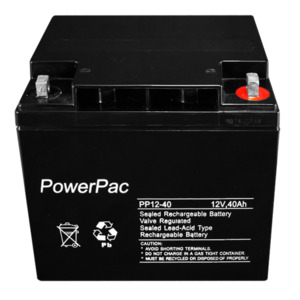 Security Alarm Batteries: DM12-40 - 12V 40A/H Power Pac Battery H=175mm x W=195mm x D=165mm
