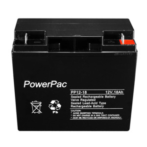Security Alarm Batteries: DM12-18PP - 12V 18A/H Powerpac Battery W=77mm X L=180mm X H=165mm