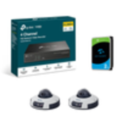 Surveillance Kit - 1x 4ch PoE NVR, 1x 2TB HDD, 2x 4MP IR MicroDome Cameras