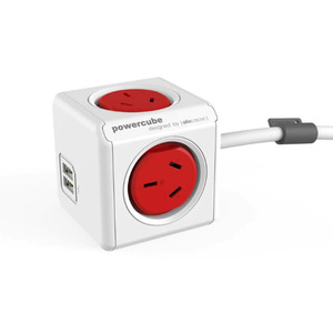 Other Gear: ALL-POWERCUBE54-RD - ALLOCACOC POWERCUBE Extended Outlets with USB 1.5M - Red
