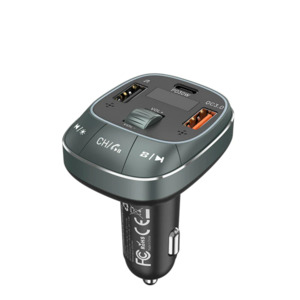 Vehicle: VEN-FFLB0 - Vention 3-Port USB (C + A + A) Car Charger with FM Transmitter (30W/18W/5W) Black ABS Type