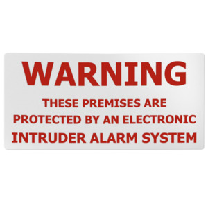 Elite Control Alarms: WARNING STICKER - Red/White Warning Sticker Outdoor